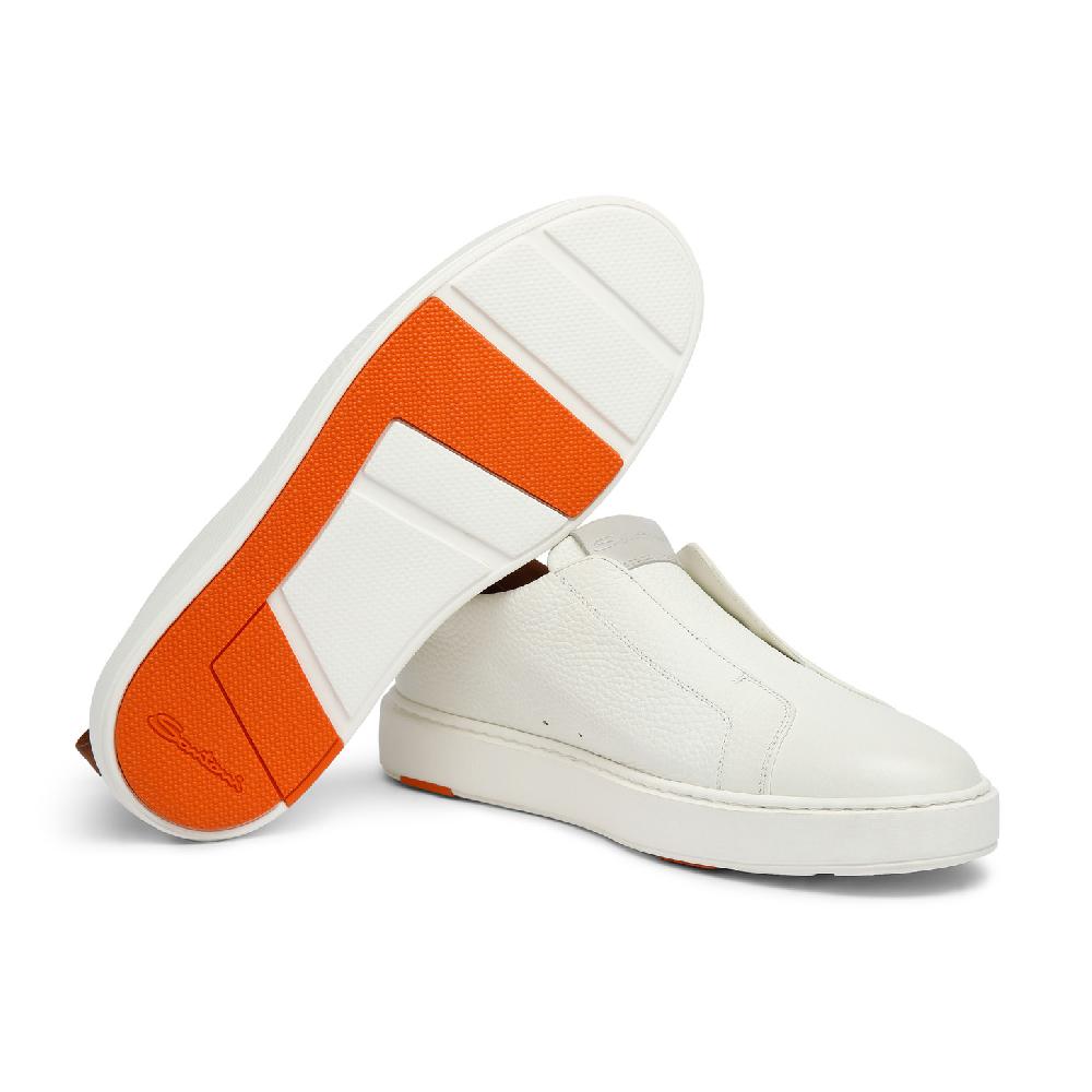 Santoni Sneaker slip-on da uomo in pelle bottalata bianca Offerta