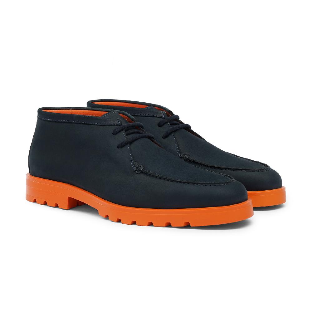 Santoni Stivaletto desert da uomo in nabuk blu e arancione Fino al 65% di sconto