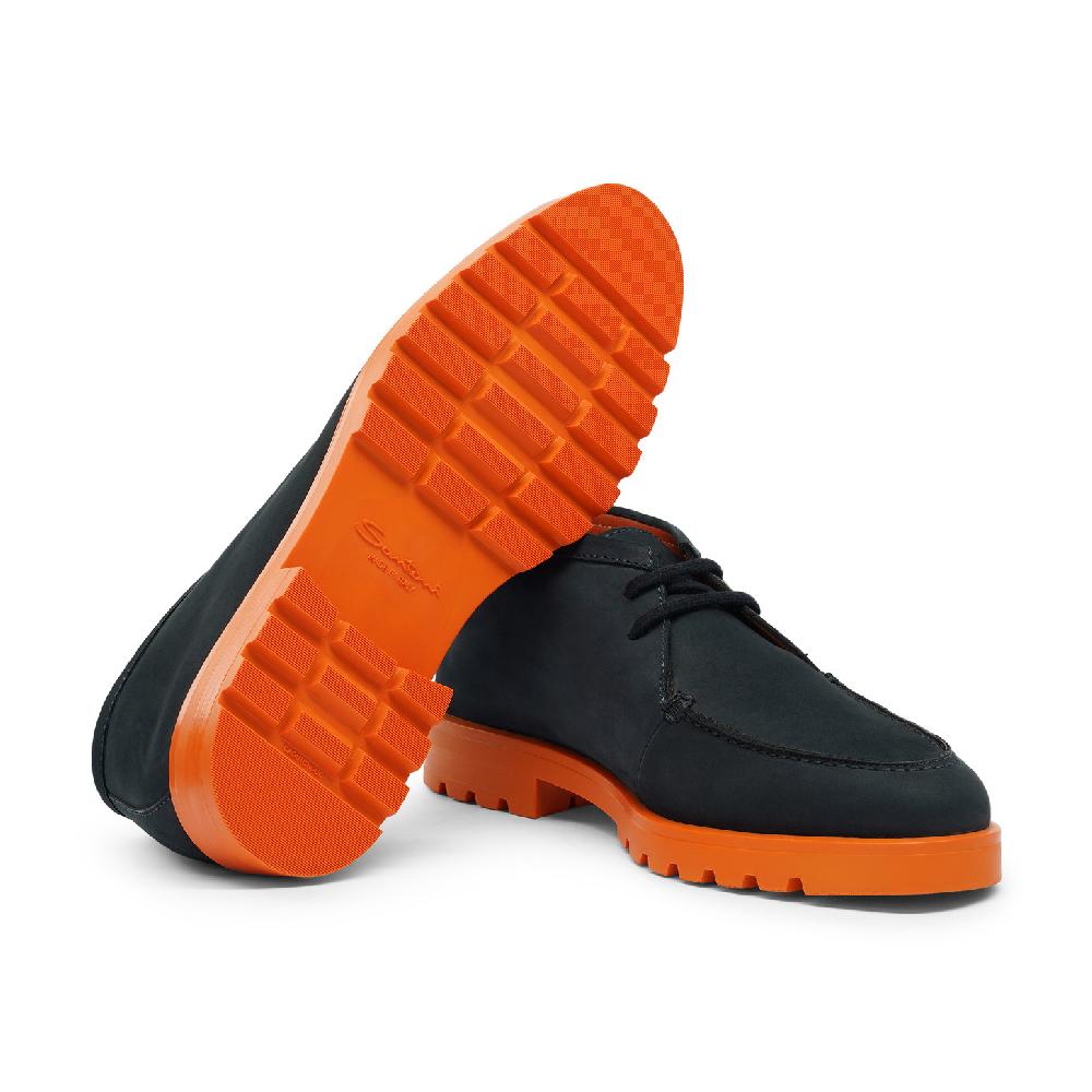 Santoni Stivaletto desert da uomo in nabuk blu e arancione Fino al 65% di sconto