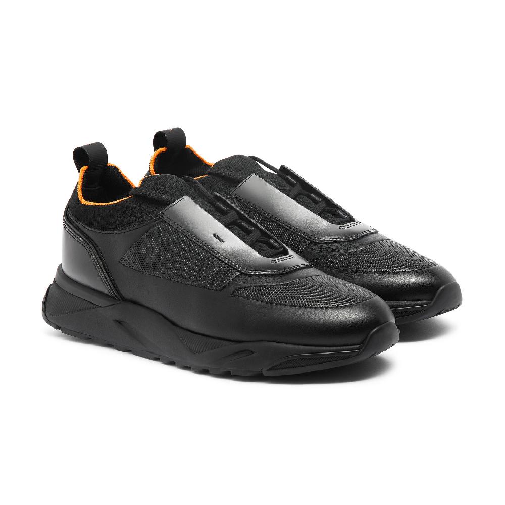 Santoni Sneaker da uomo in pelle nera Saldi