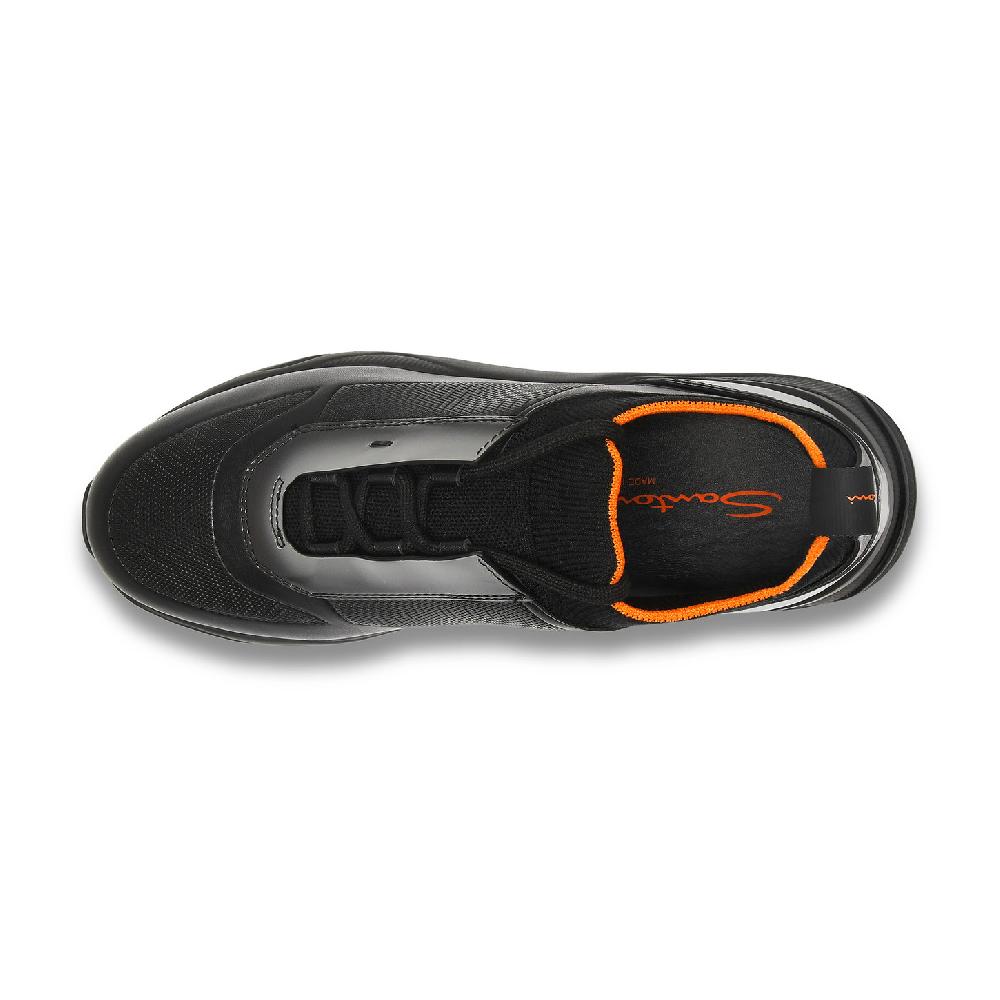 Santoni Sneaker da uomo in pelle nera Saldi