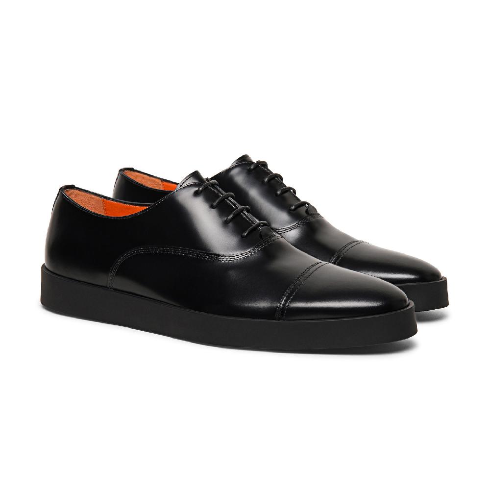 Santoni Stringata oxford da uomo in pelle lucida nera Offerte
