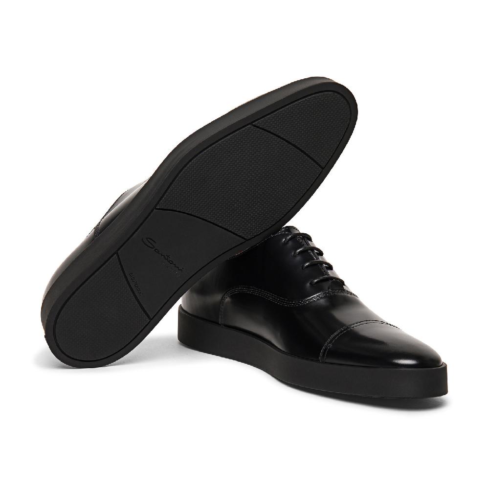 Santoni Stringata oxford da uomo in pelle lucida nera Offerte
