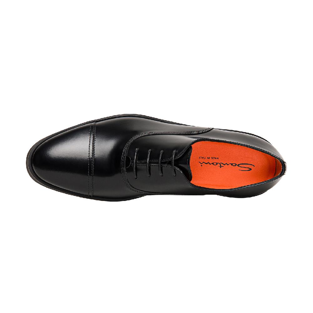 Santoni Stringata oxford da uomo in pelle lucida nera Offerte