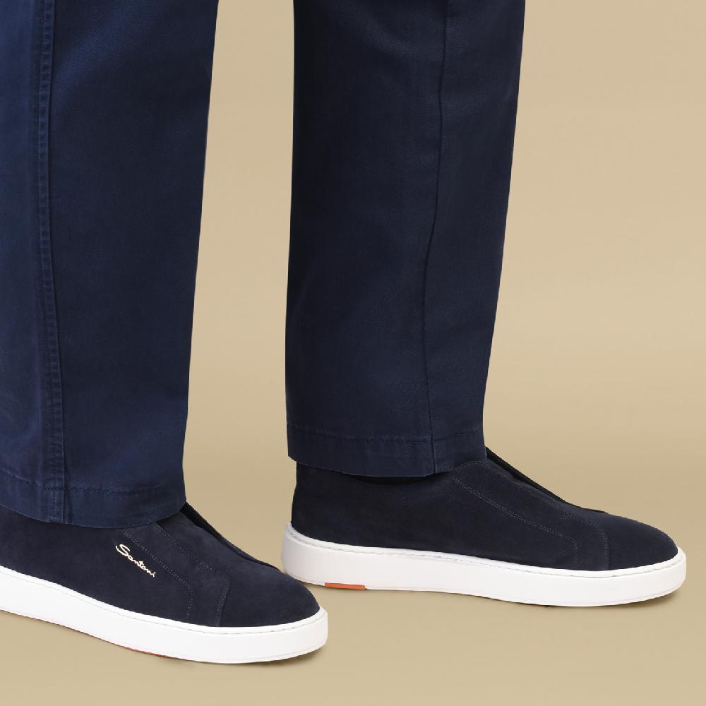 Santoni Sneaker slip-on da uomo in suede blu Hotsell