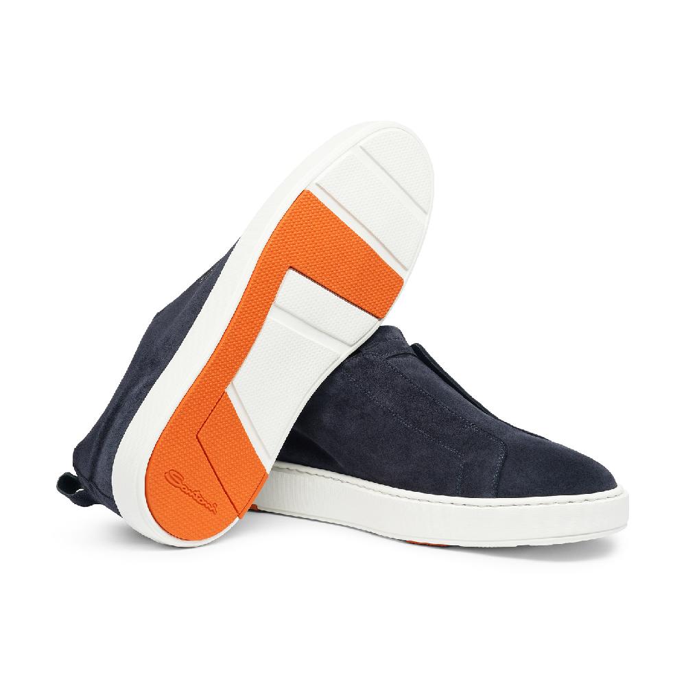 Santoni Sneaker slip-on da uomo in suede blu Hotsell