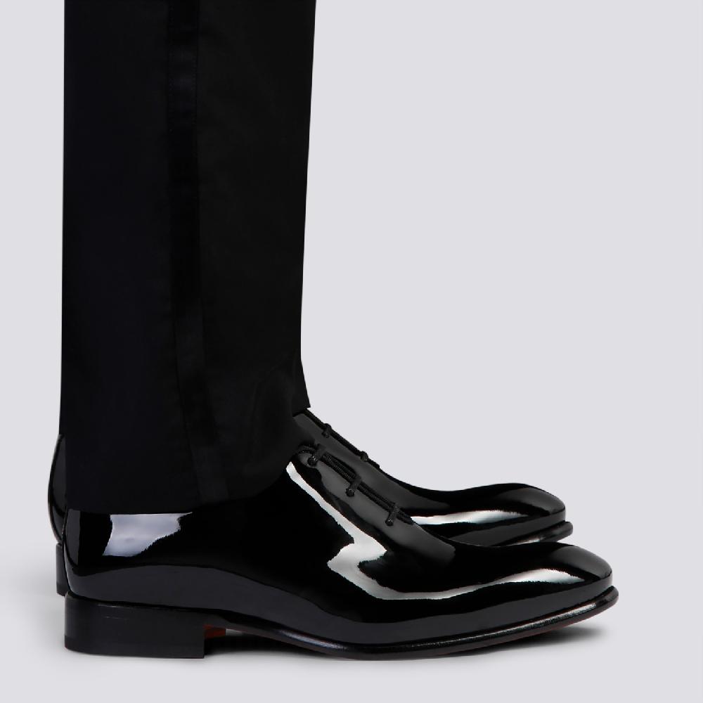 Santoni Stringata oxford da uomo in vernice nera Saldi Di Fabbrica