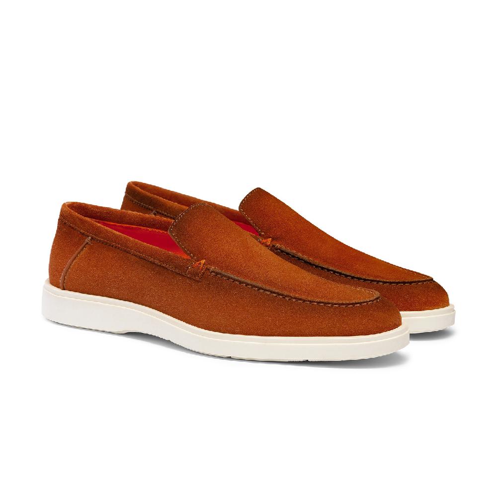 Santoni Mocassino da uomo in suede marrone I Più Venduti