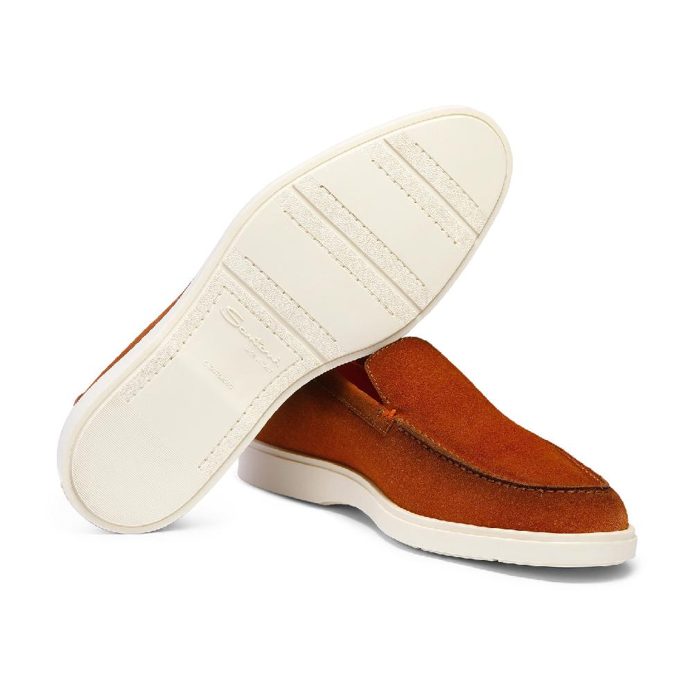 Santoni Mocassino da uomo in suede marrone I Più Venduti