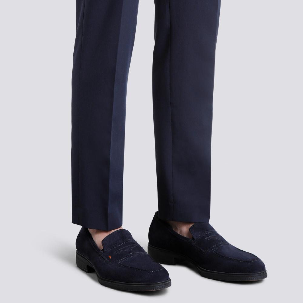 Santoni Mocassino Easy da uomo in suede blu Moda