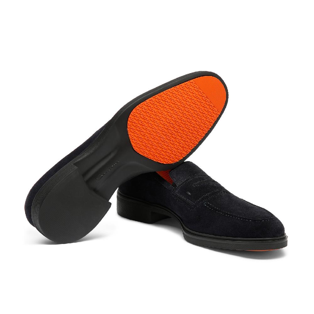Santoni Mocassino Easy da uomo in suede blu Moda