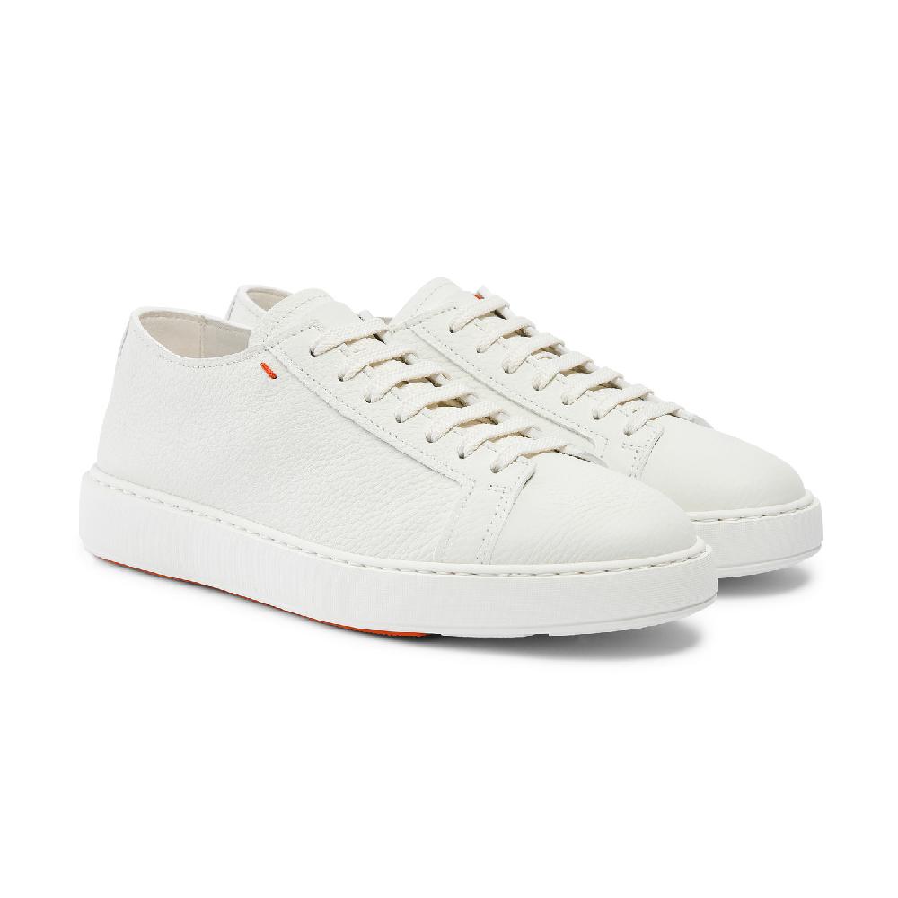 Santoni Sneaker da uomo in pelle bottalata bianca 2025