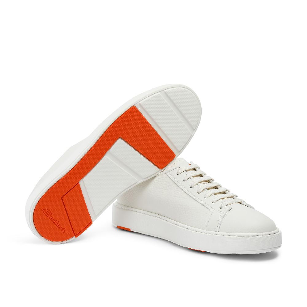 Santoni Sneaker da uomo in pelle bottalata bianca 2025