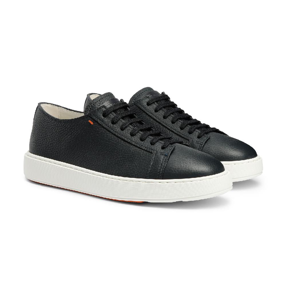 Santoni Sneaker da uomo in pelle bottalata blu In vendita