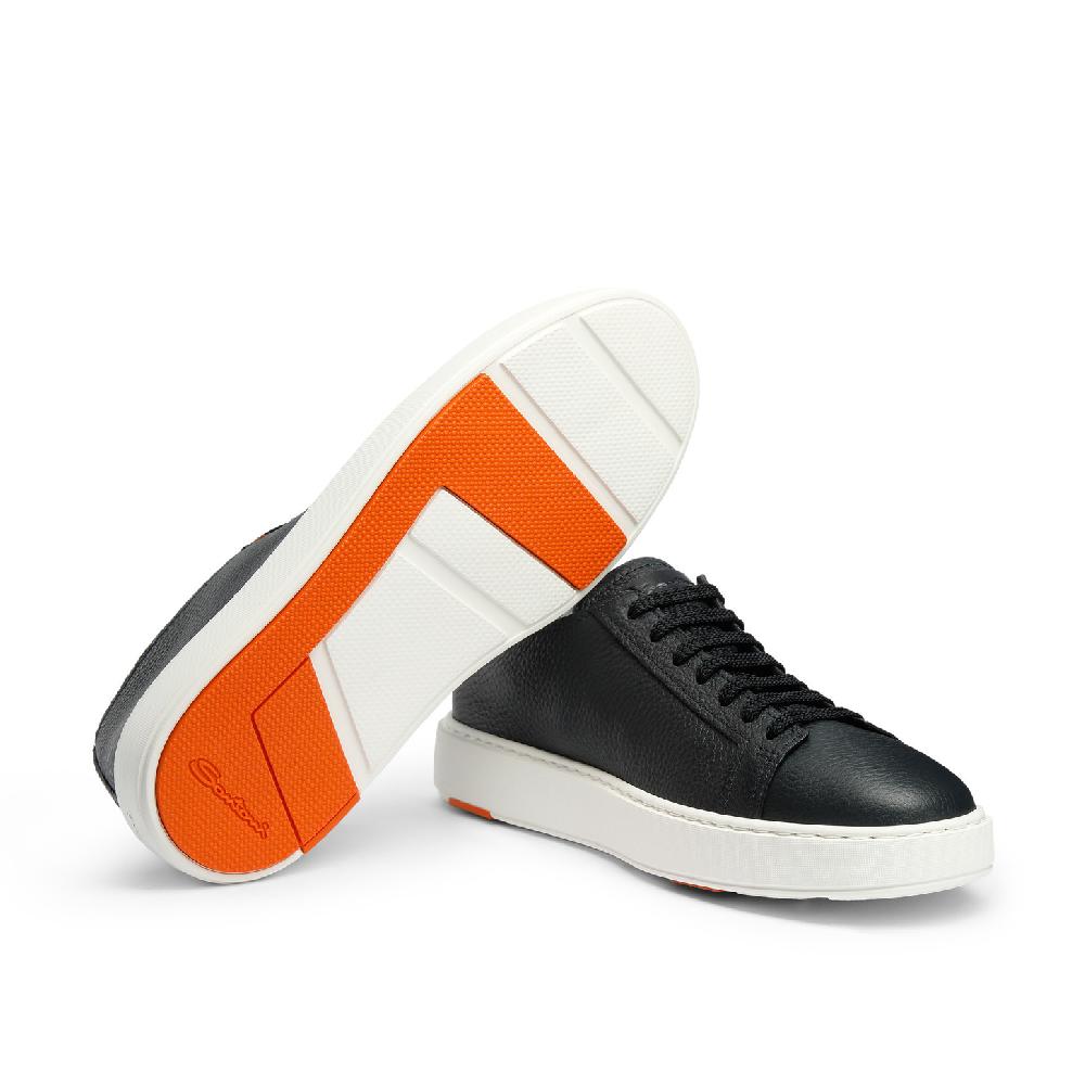 Santoni Sneaker da uomo in pelle bottalata blu In vendita