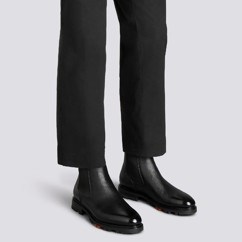 Santoni Stivaletto Chelsea da uomo in pelle nera 2025
