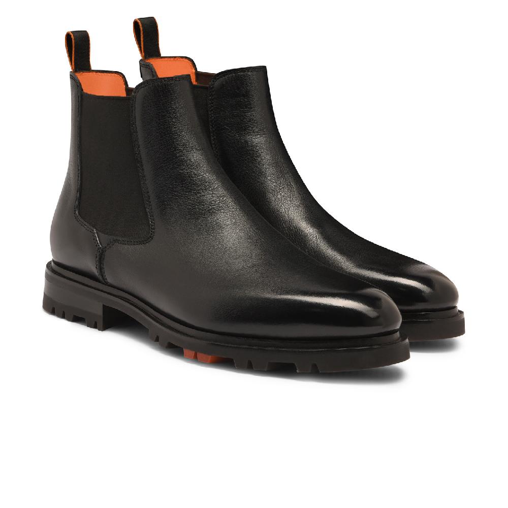Santoni Stivaletto Chelsea da uomo in pelle nera 2025