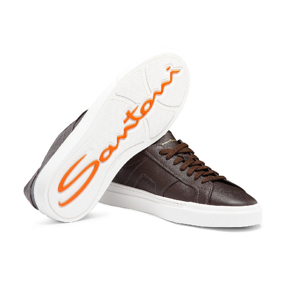 Santoni Double Buckle Sneaker da uomo in pelle bottalata testa di moro Qualità