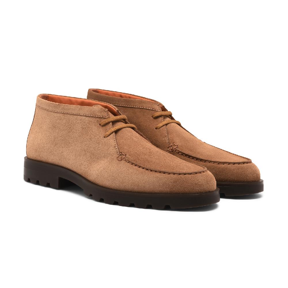 Santoni Stivaletto desert da uomo in suede marrone chiaro Spedizione Gratuita