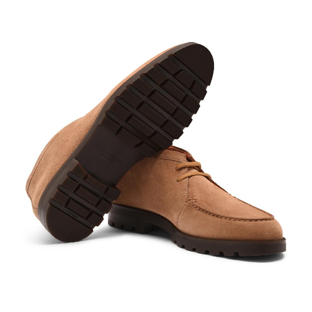 Santoni Stivaletto desert da uomo in suede marrone chiaro Spedizione Gratuita