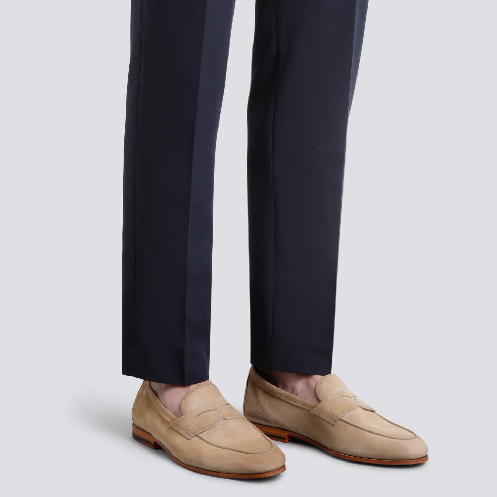 Santoni Mocassino Carlo da uomo in suede beige Pezzi Unici