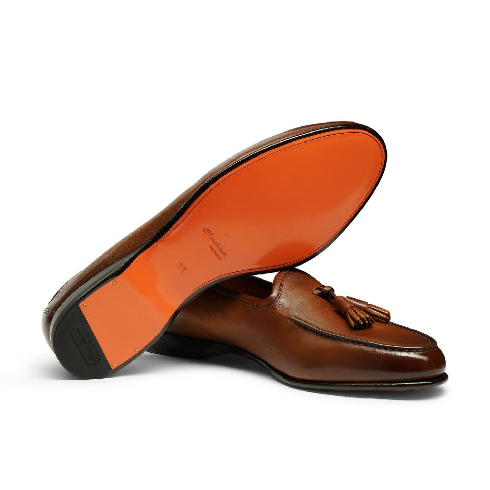 Santoni Mocassino Andrea con nappe da uomo in pelle marrone Qualità Garantita