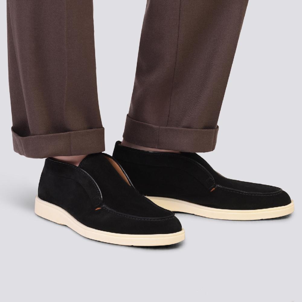 Santoni Stivaletto desert da uomo in suede nero Acquista Ora