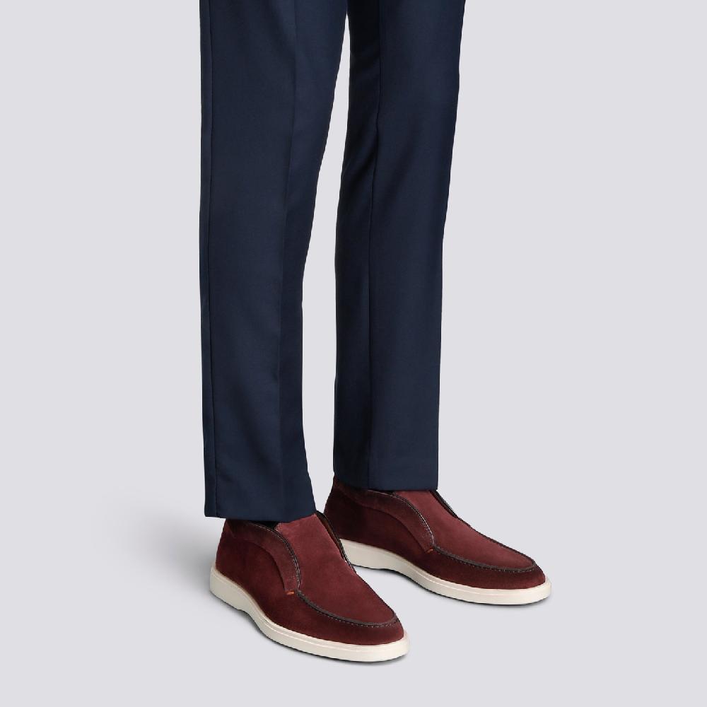 Santoni Stivaletto desert da uomo in suede bordeaux Consegna Veloce