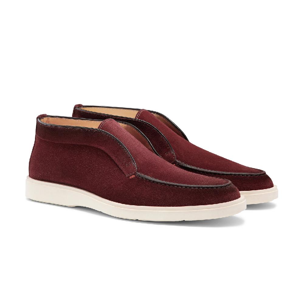 Santoni Stivaletto desert da uomo in suede bordeaux Consegna Veloce
