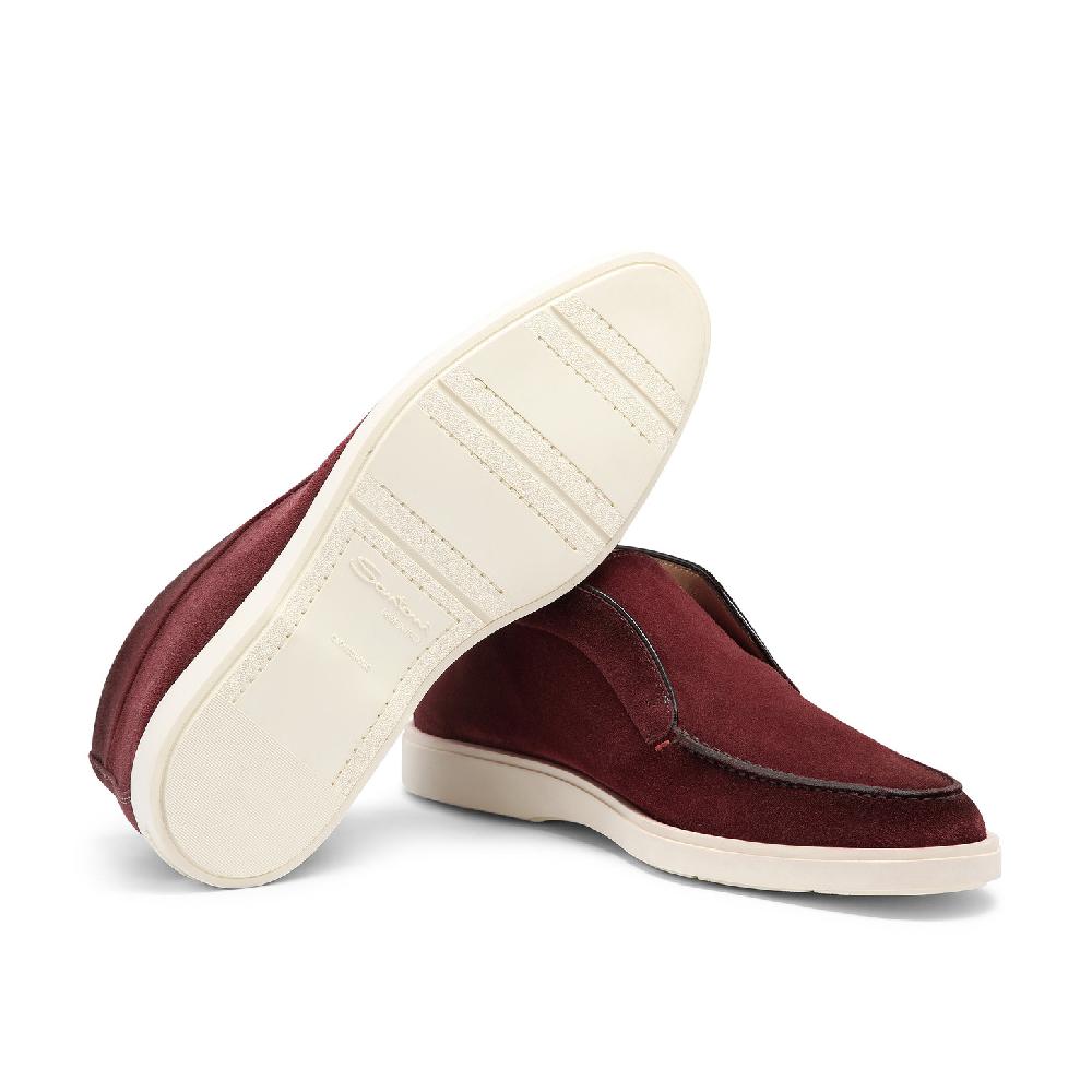 Santoni Stivaletto desert da uomo in suede bordeaux Consegna Veloce