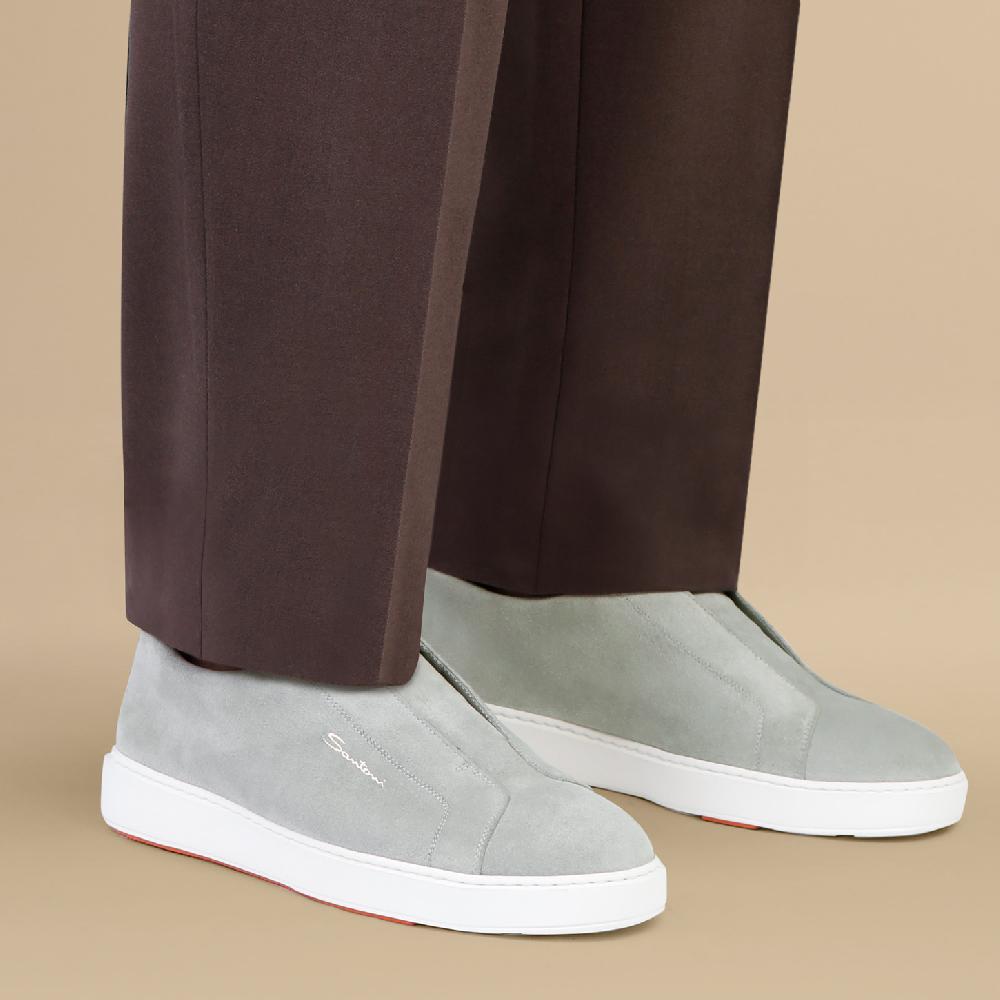 Santoni Sneaker slip-on da uomo in suede verde Promozione Limitata