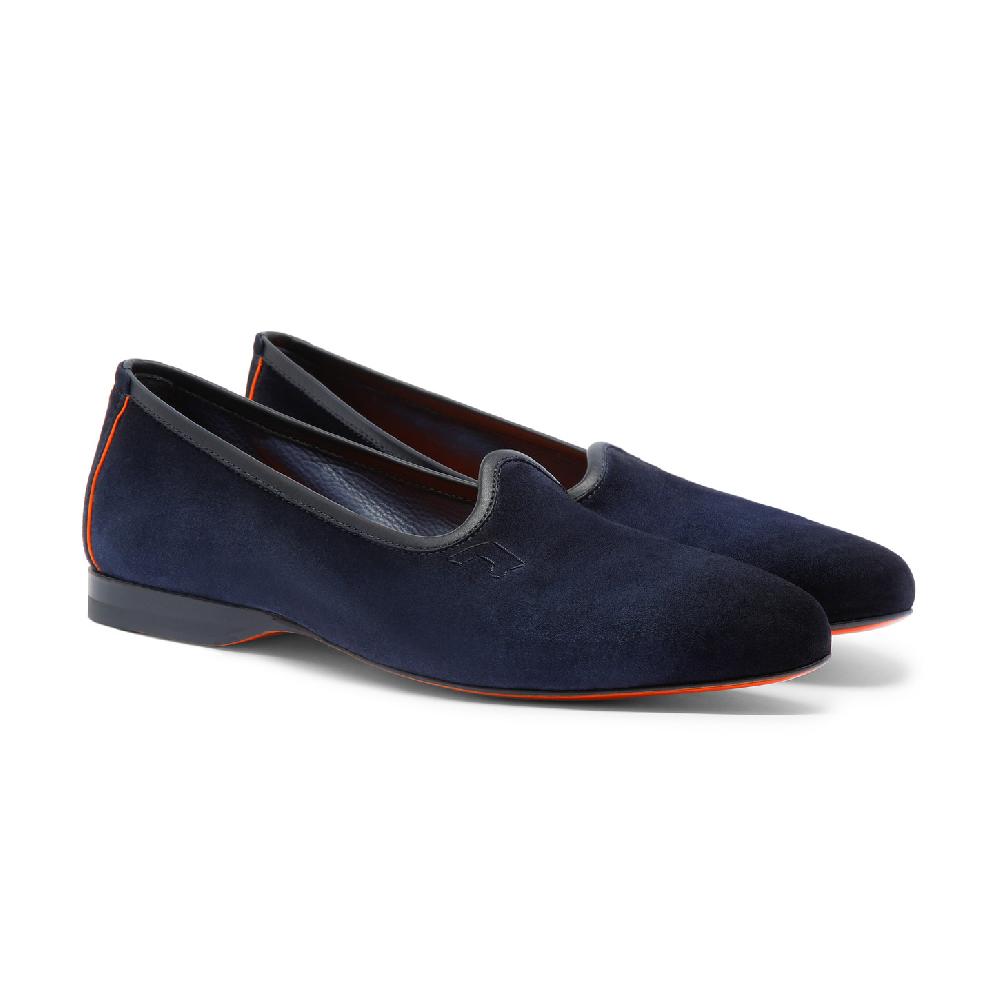 Santoni Mocassino da uomo in suede blu Fino Al -60%