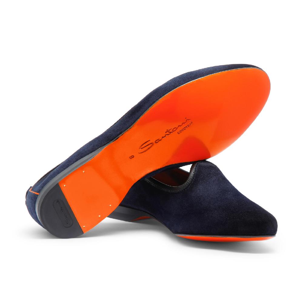 Santoni Mocassino da uomo in suede blu Fino Al -60%