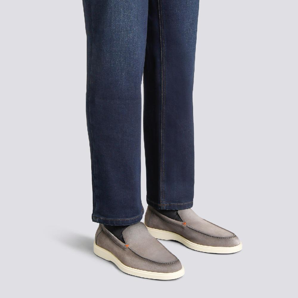Santoni Mocassino da uomo in suede grigio Affare Del Giorno