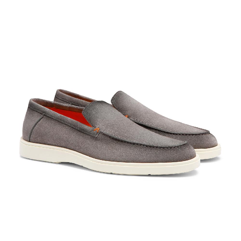 Santoni Mocassino da uomo in suede grigio Affare Del Giorno