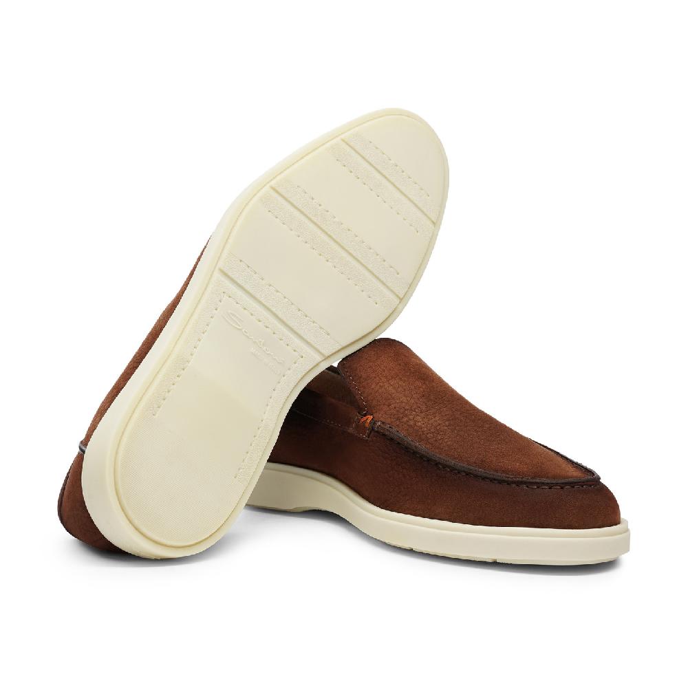 Santoni Mocassino da uomo in nabuk marrone Prezzo Ridotto
