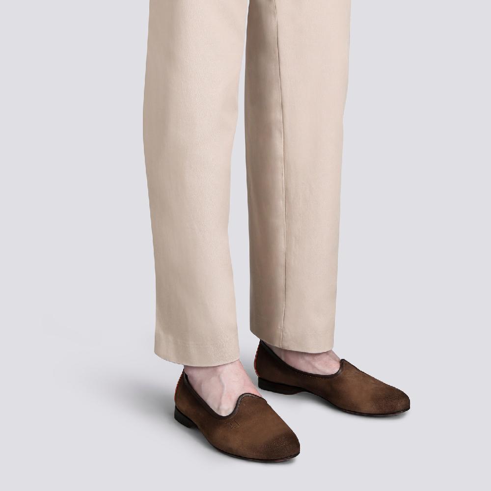 Santoni Mocassino da uomo in suede marrone Convenienza