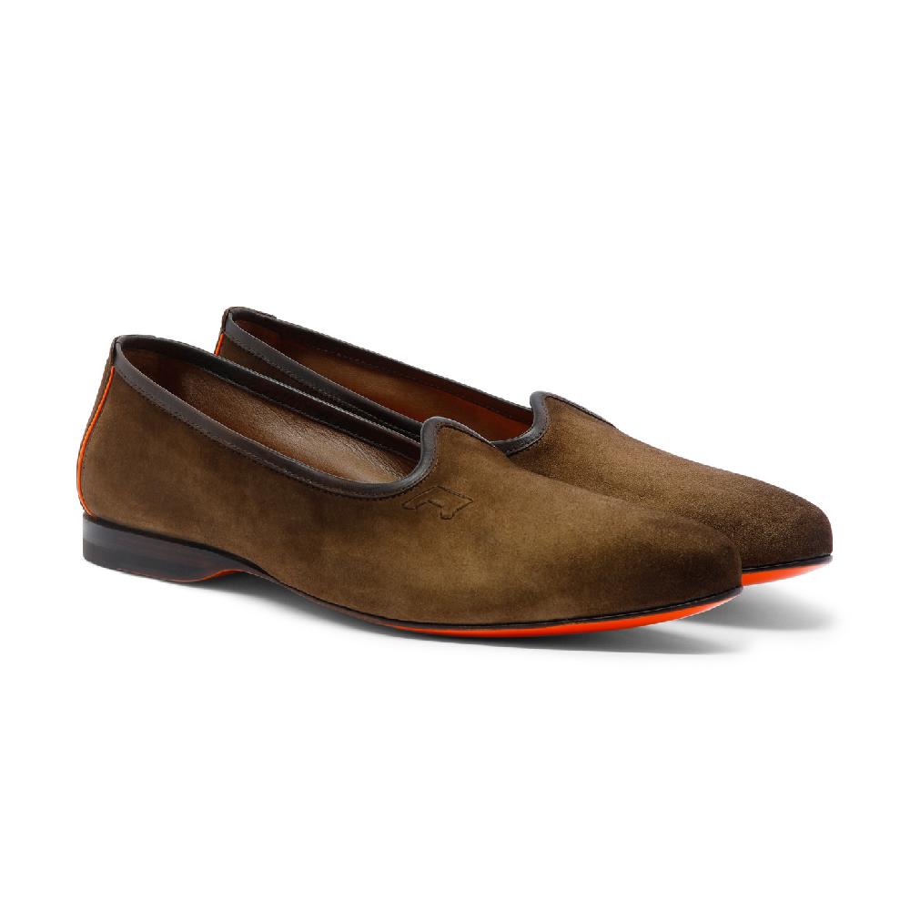 Santoni Mocassino da uomo in suede marrone Convenienza