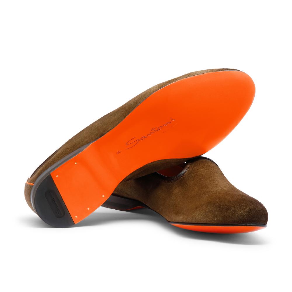 Santoni Mocassino da uomo in suede marrone Convenienza