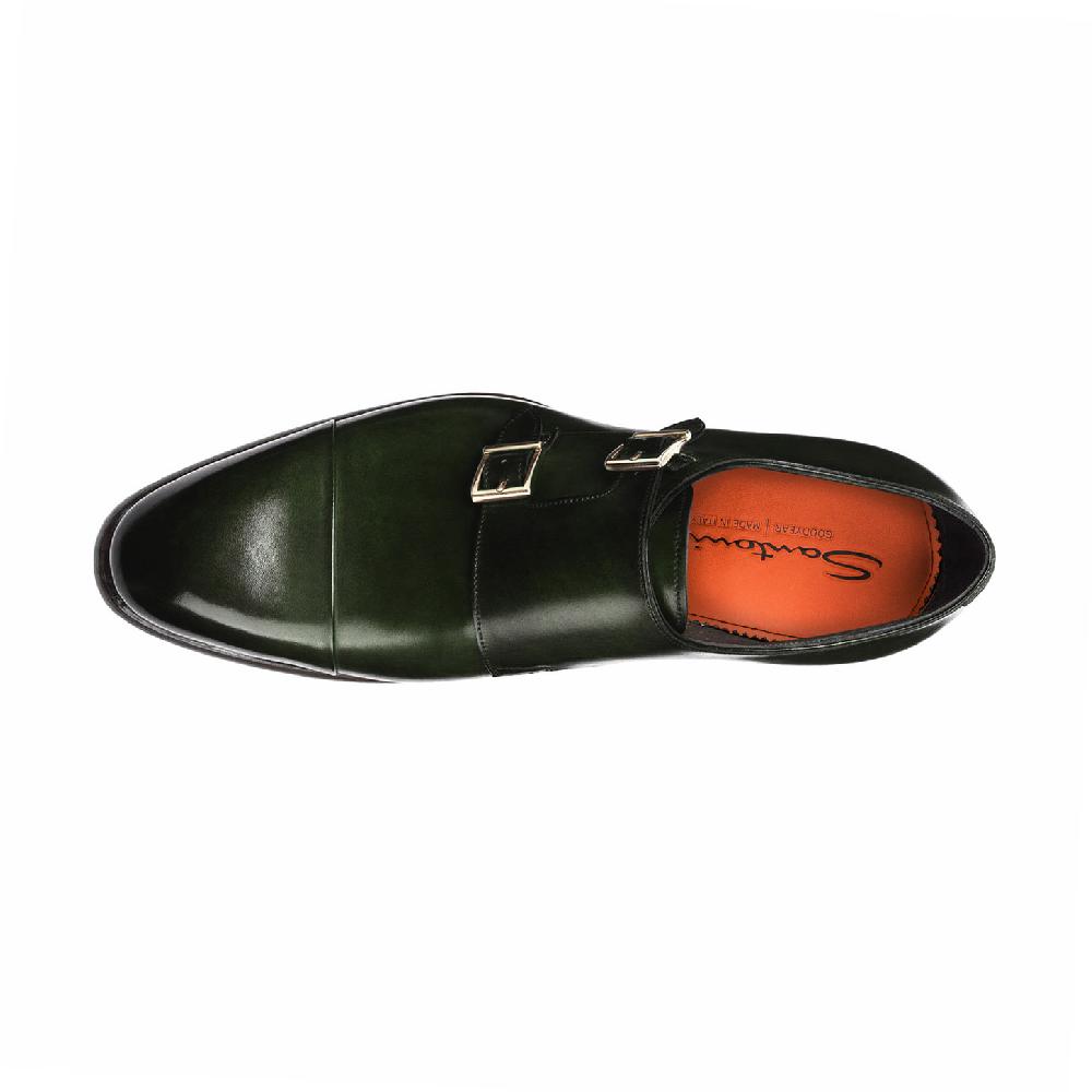 Santoni Doppia fibbia da uomo in pelle verde Offerta