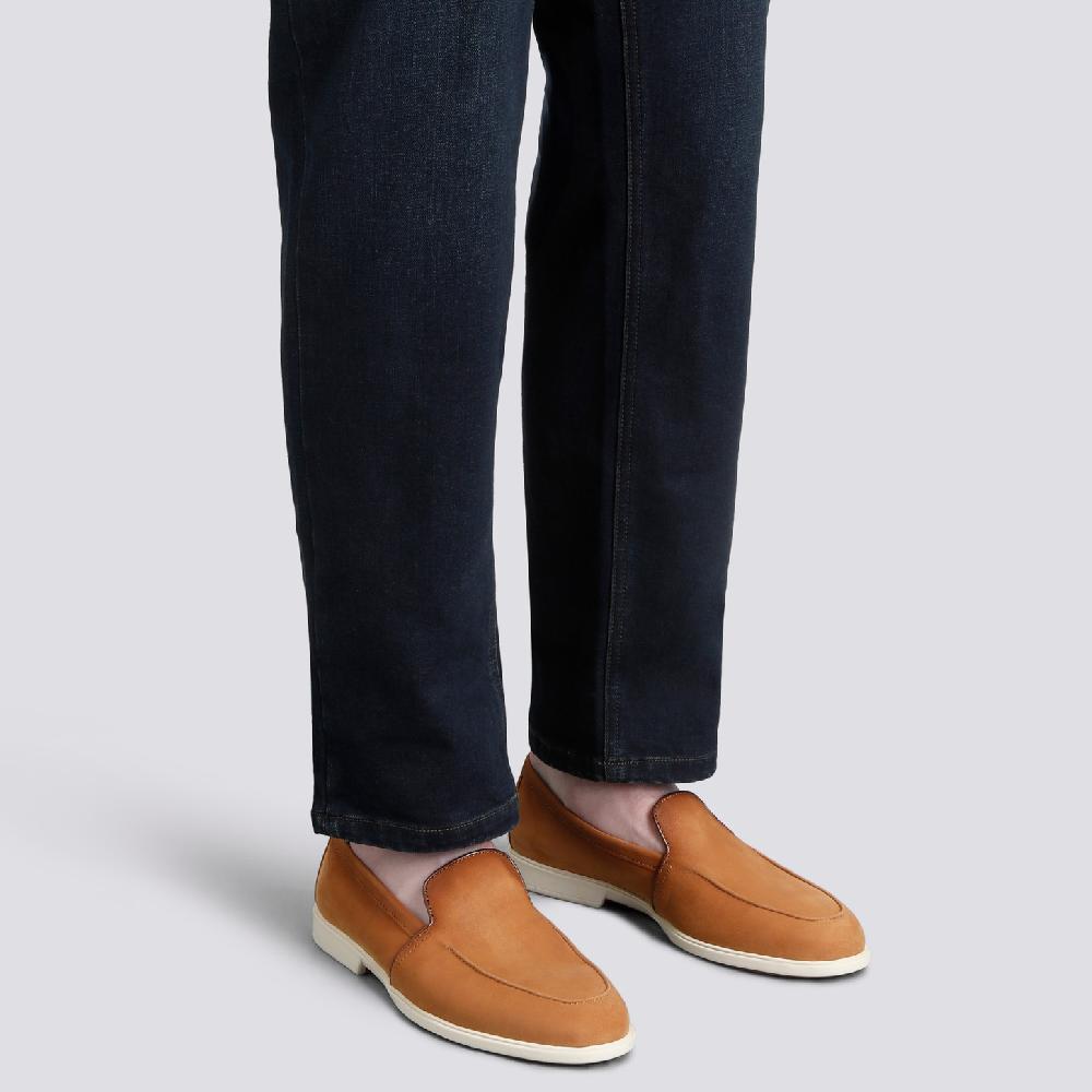 Santoni Mocassino da uomo in nabuck bottalato marrone Online