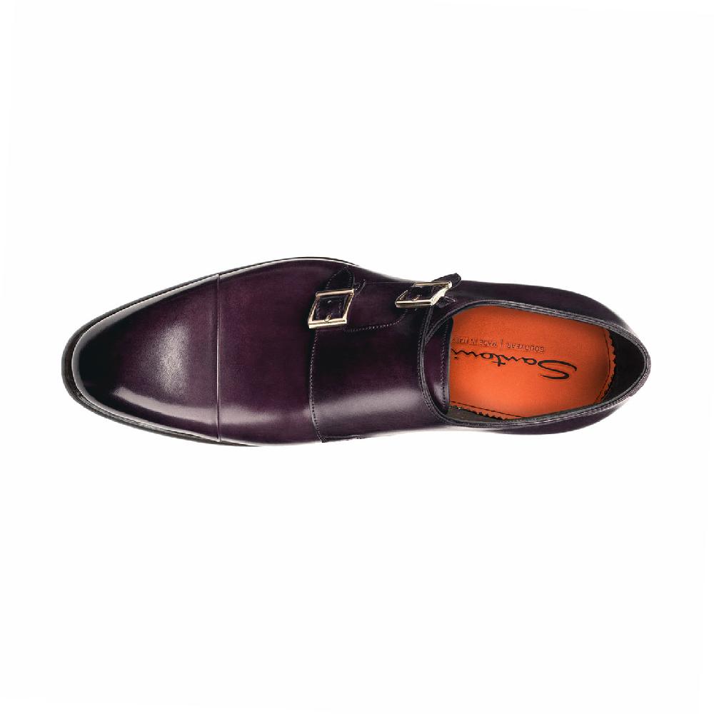 Santoni Doppia fibbia da uomo in pelle viola Offerte
