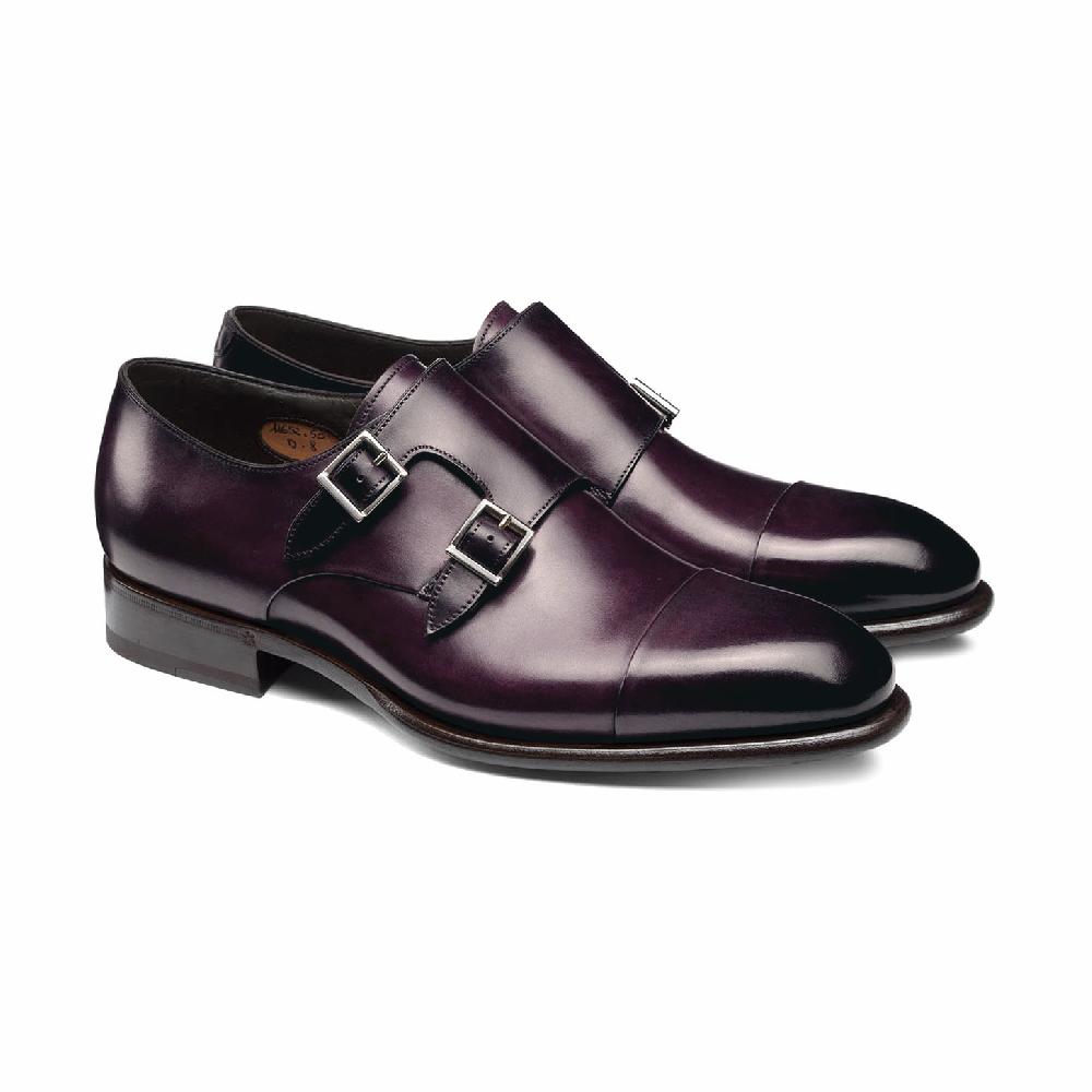 Santoni Doppia fibbia da uomo in pelle viola Offerte