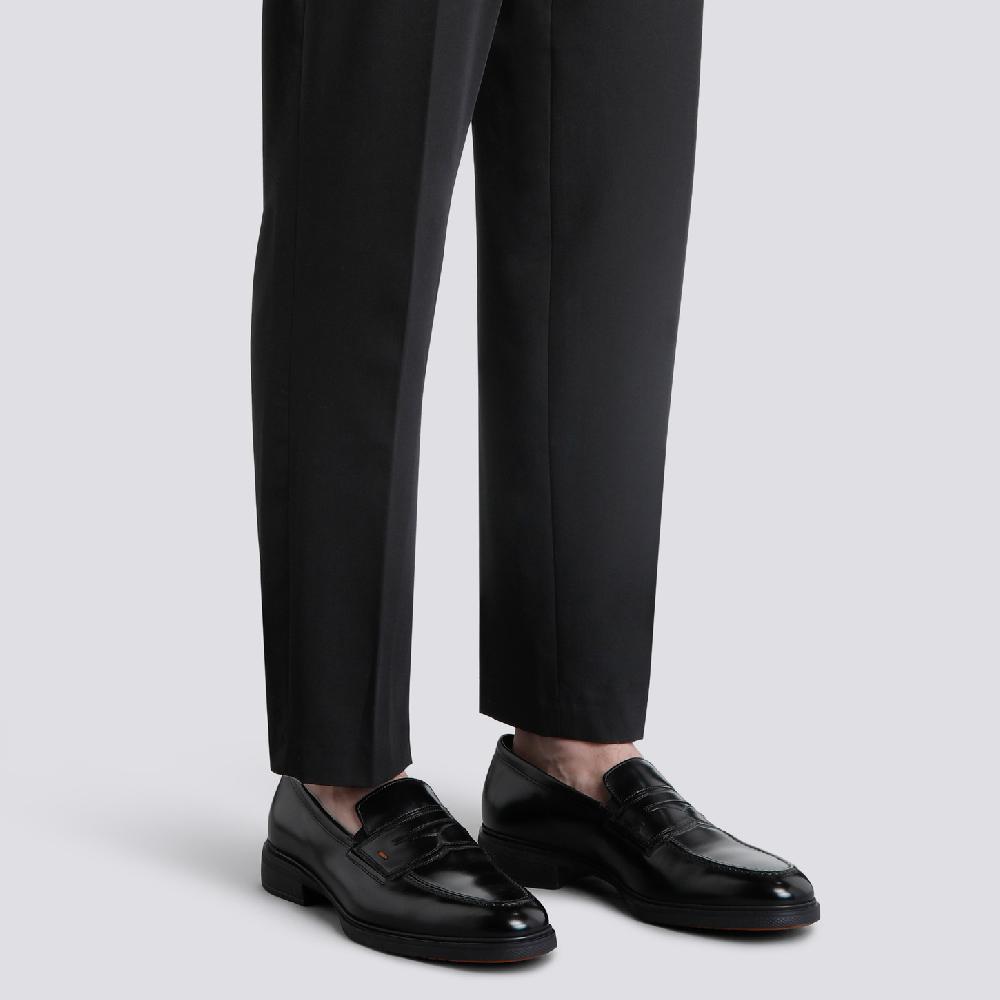 Santoni Mocassino Easy da uomo in pelle nera Vendita Calda