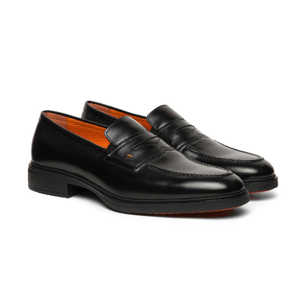 Santoni Mocassino Easy da uomo in pelle nera Vendita Calda