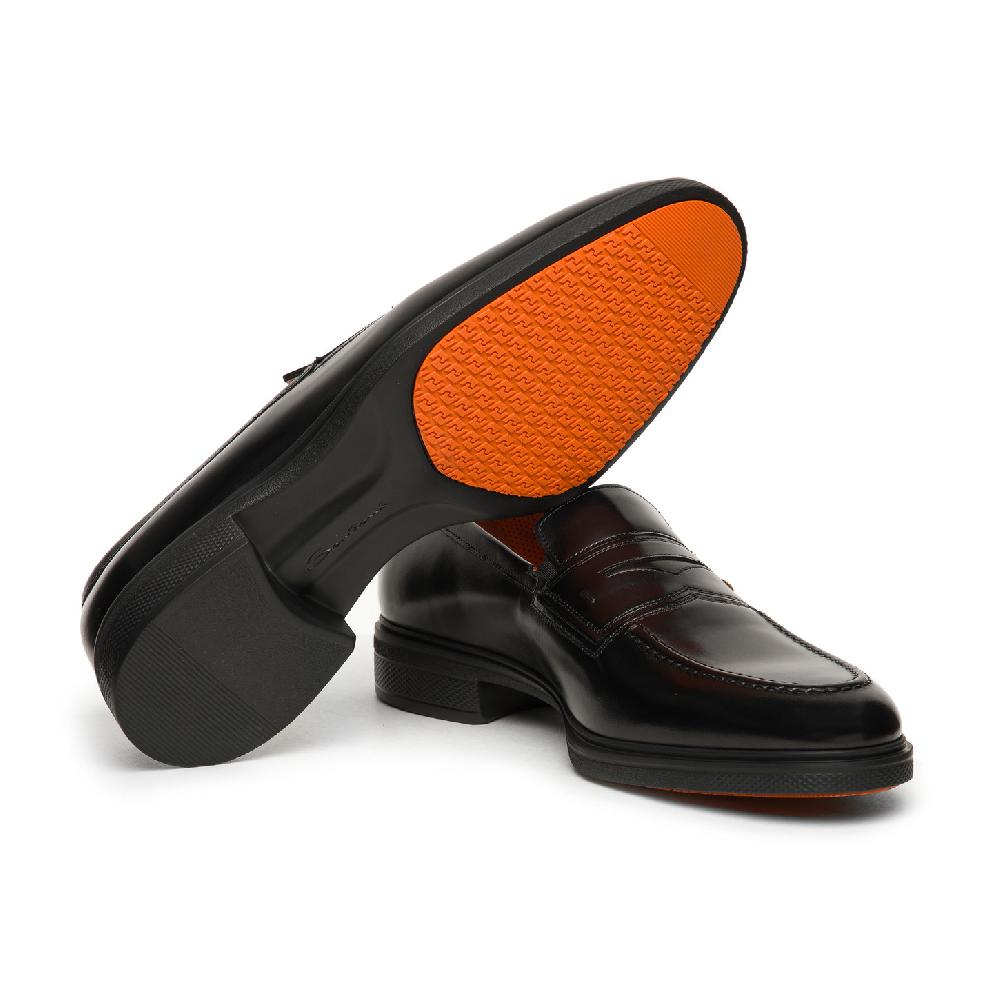Santoni Mocassino Easy da uomo in pelle nera Vendita Calda
