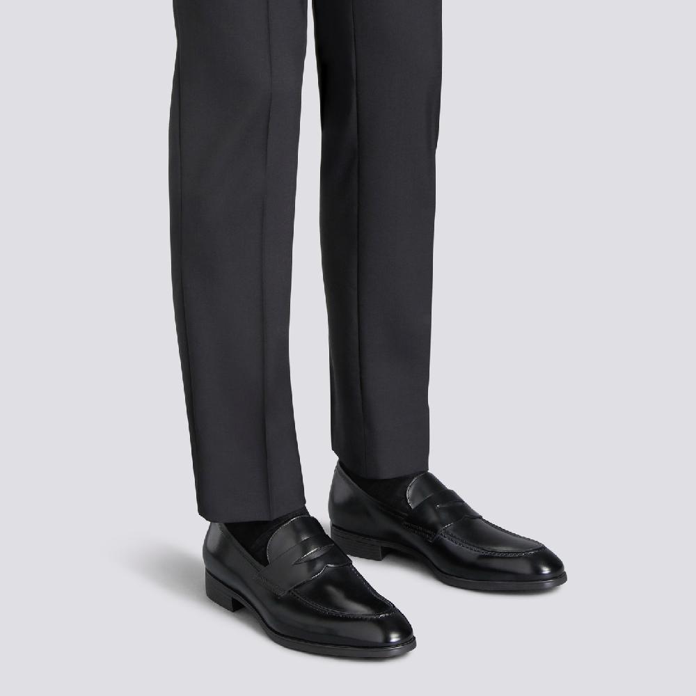 Santoni Mocassino penny da uomo in pelle nera Vendite Flash