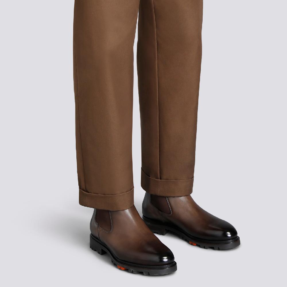 Santoni Stivaletto Chelsea da uomo in pelle testa di moro Vendita Economica