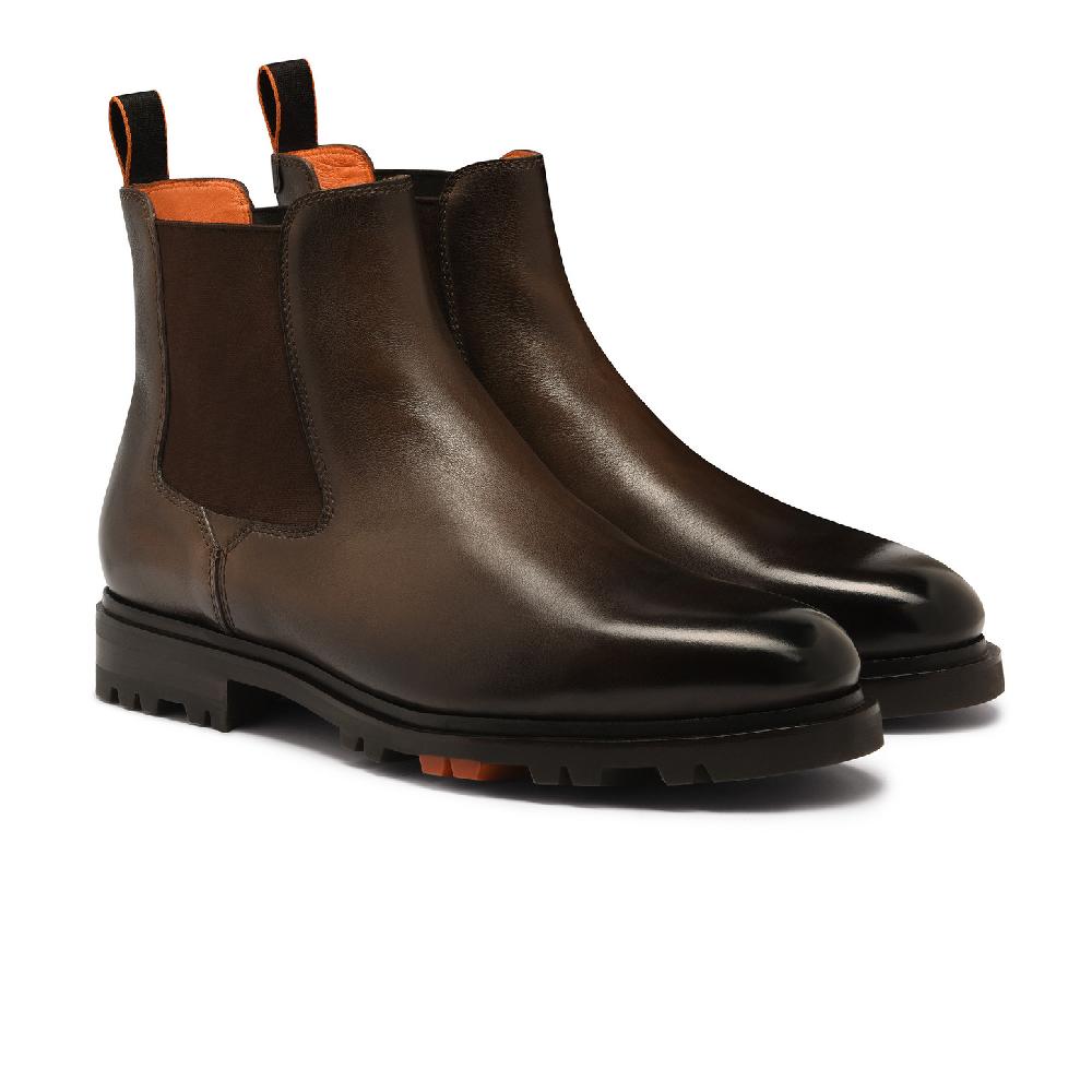 Santoni Stivaletto Chelsea da uomo in pelle testa di moro Vendita Economica