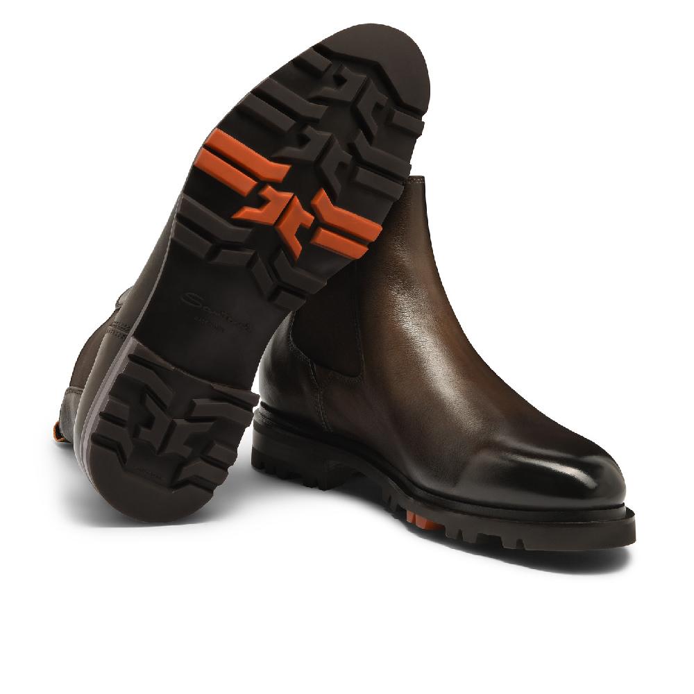 Santoni Stivaletto Chelsea da uomo in pelle testa di moro Vendita Economica